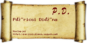 Páricsi Diána névjegykártya